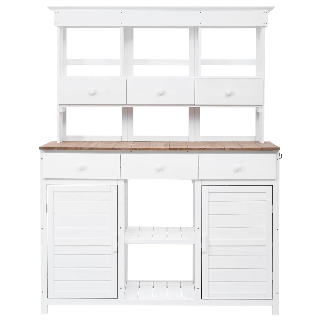 TOPMAX 65.7" Potting Bench with Hutch, 6 Drawers & Cabinets, view 8