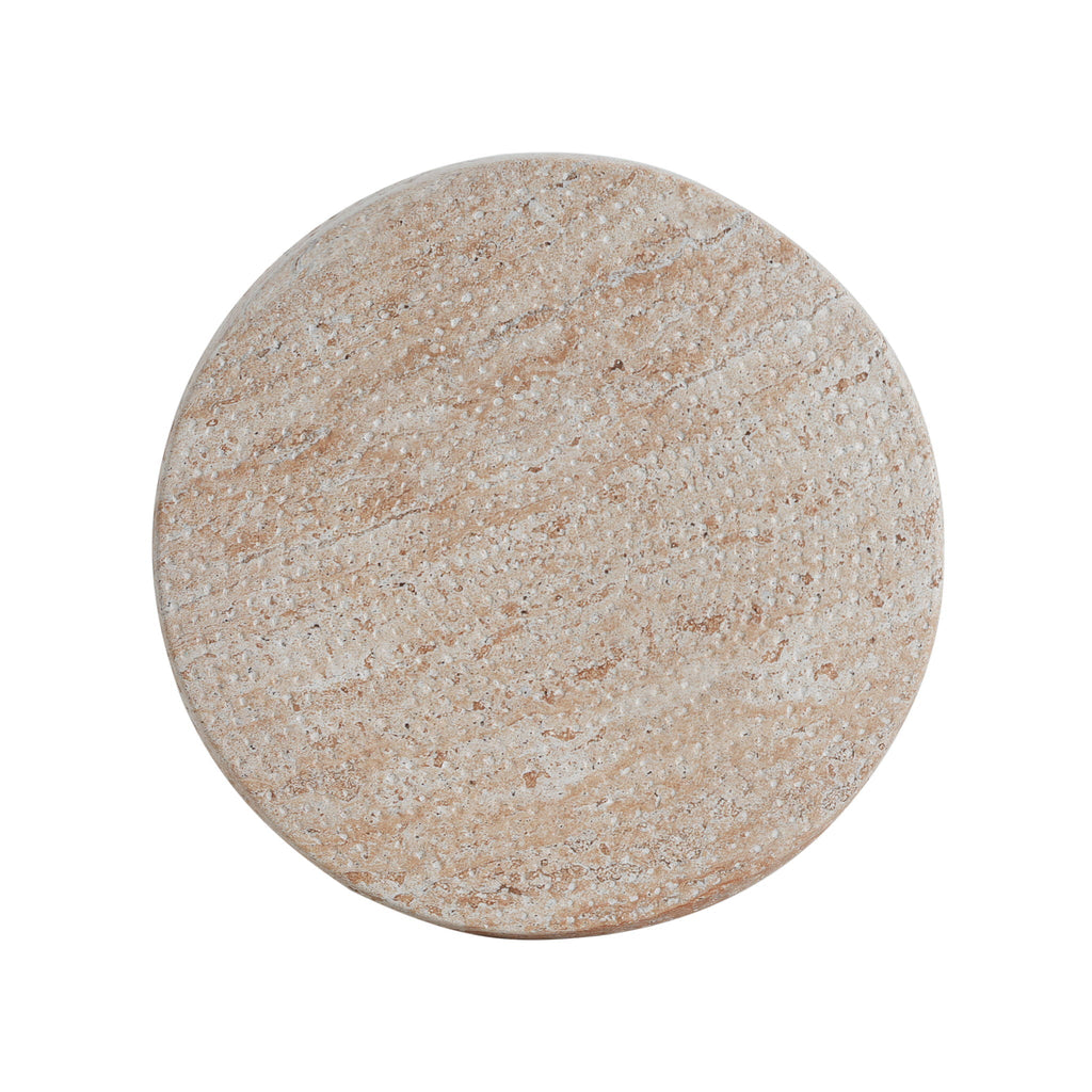 Outdoor / Indoor Lightweight Concrete Side Table, Travertine - Beige, view 3