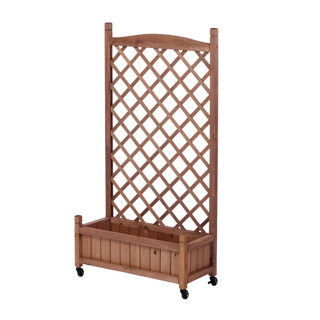 Raised Garden Bed With Trellis 2 Pack, Outdoor Planter Box & Plant Stand With Climbing Racks - Brown, view 7