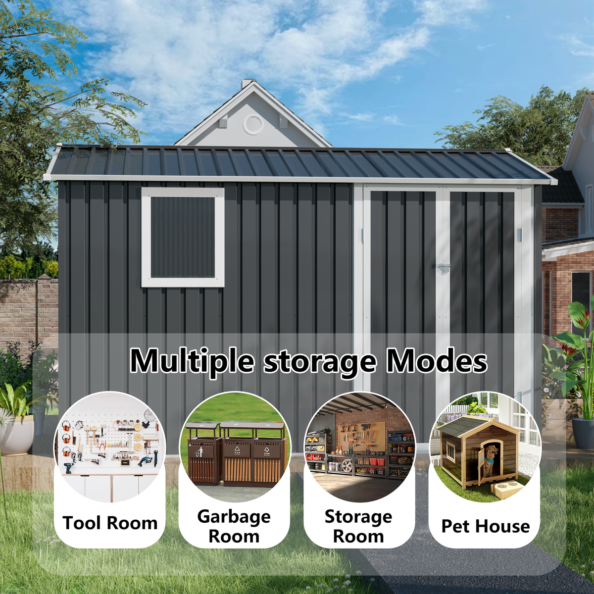 9 x 6 FT Metal Garden Shed for Patio and Backyard Storage, view 6