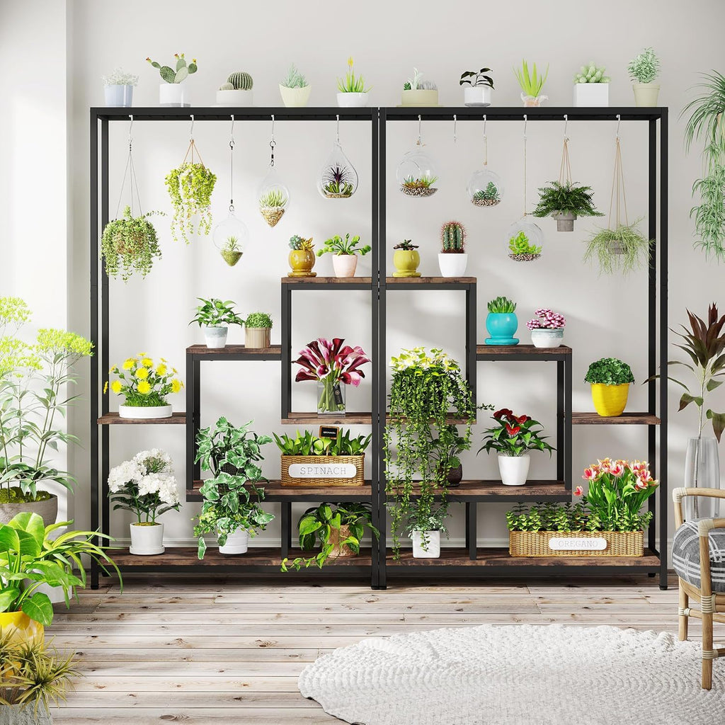 5-tier ladder plant stand with 6 hooks, view 7