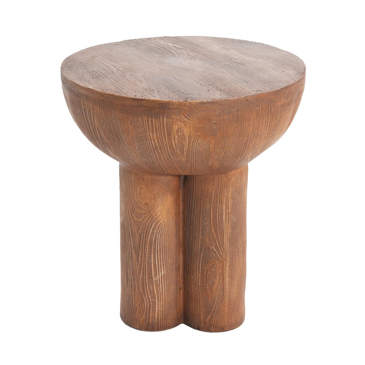 Iris Outdoor Patio Three-Legged Wood-Grain Side Table, view 11