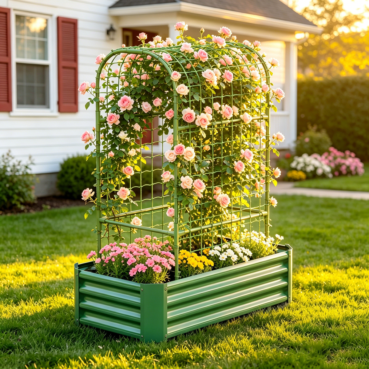 2-in-1 Raised Garden Bed with Trellis - 59" Tall Arch Planter, view 3