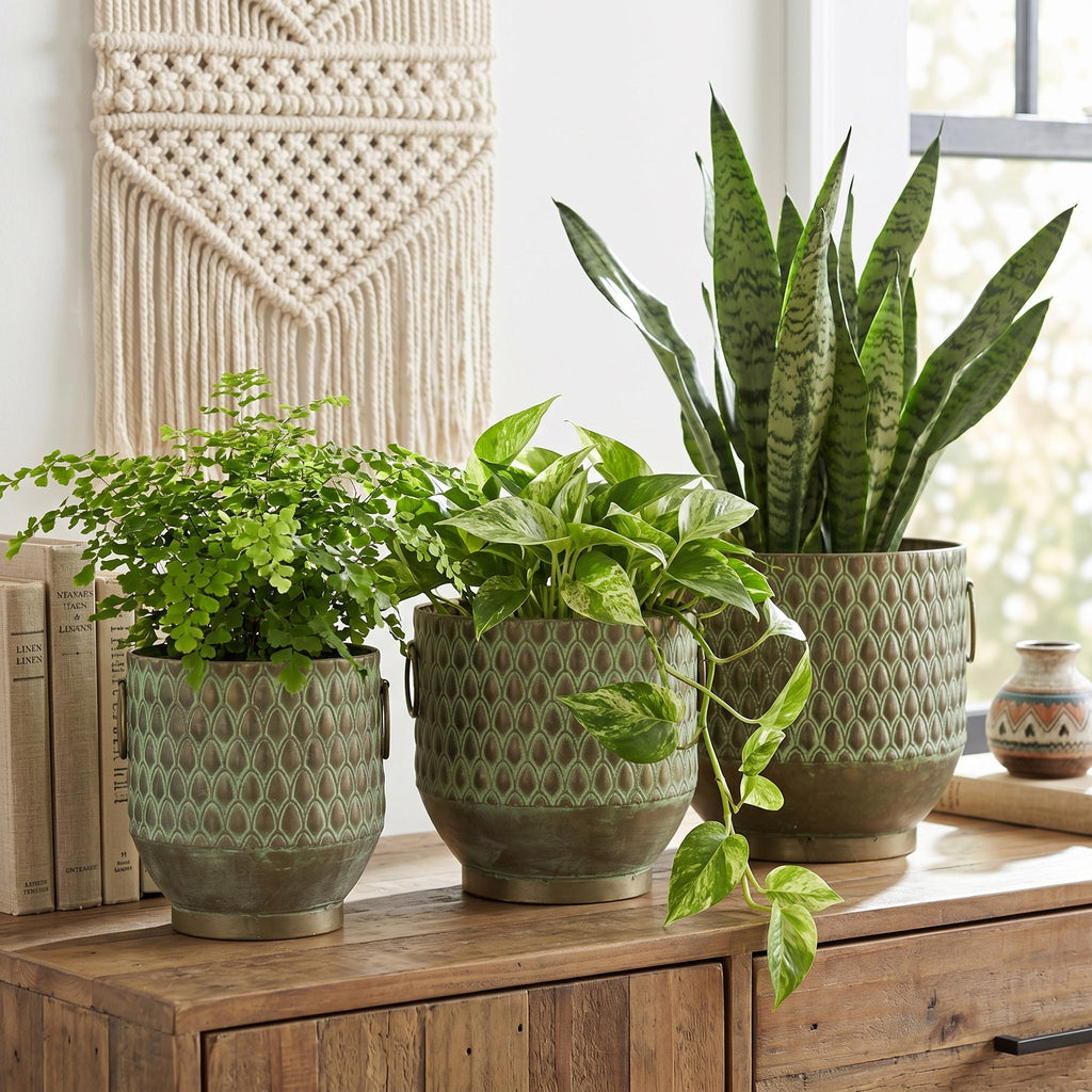 S/3 Textured Planters Set, view 7