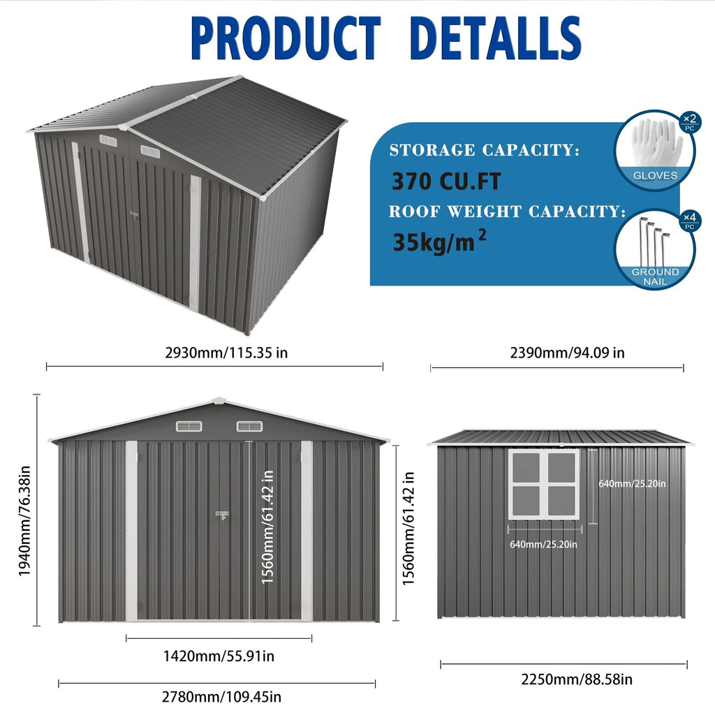 Large Outdoor Storage Shed With Lockable Door, Air Vent, view 5