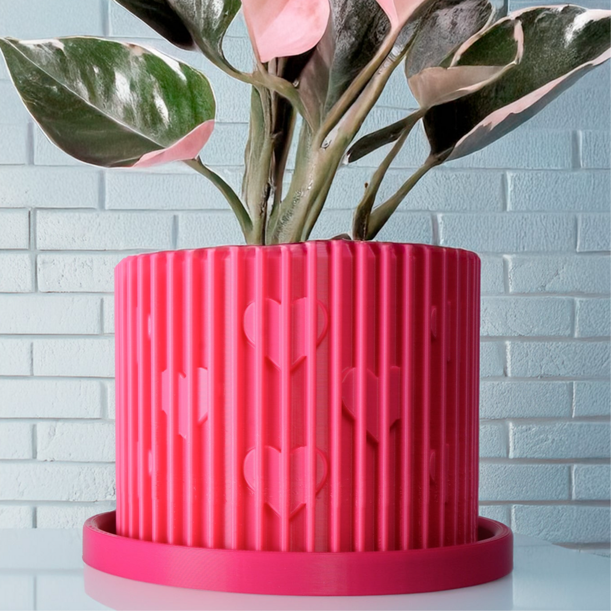 Modern Heart-Shaped Planter with Drainage & Saucer – Unique Valentine’s Day Gift for Plant Lovers, 3d Printed Planter Home Hosting Decor,