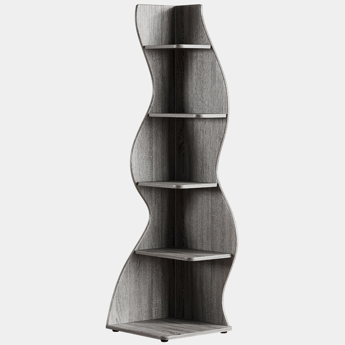 5-tier wavy corner bookshelf and plant stand, view 4