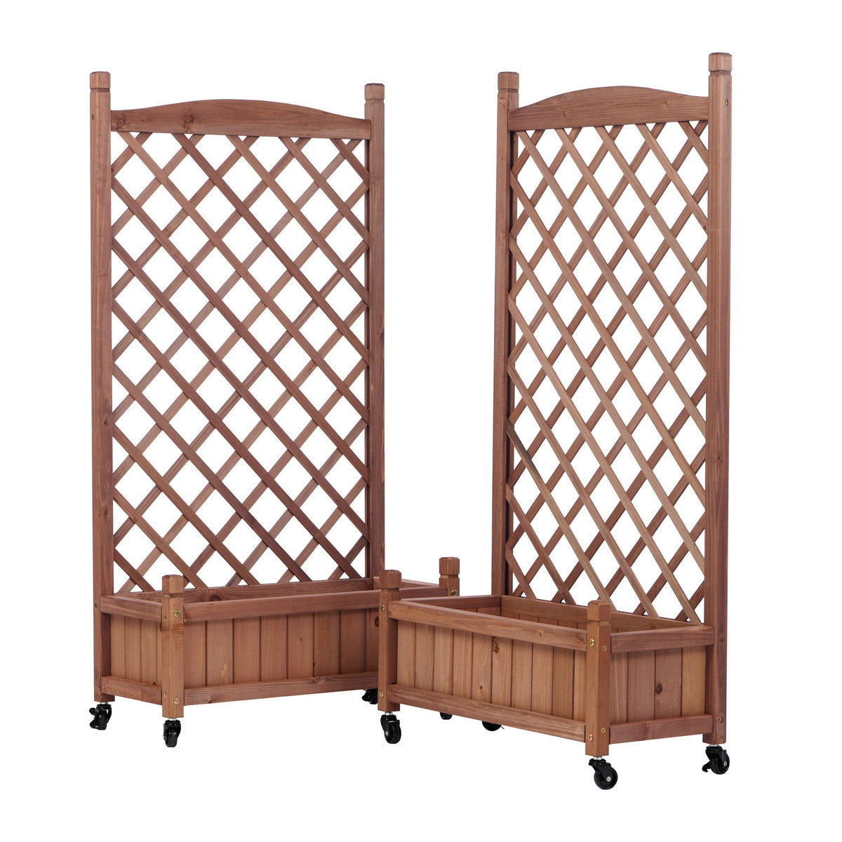 Raised Garden Bed With Trellis 2 Pack, Outdoor Planter Box & Plant Stand With Climbing Racks - Brown, view 8