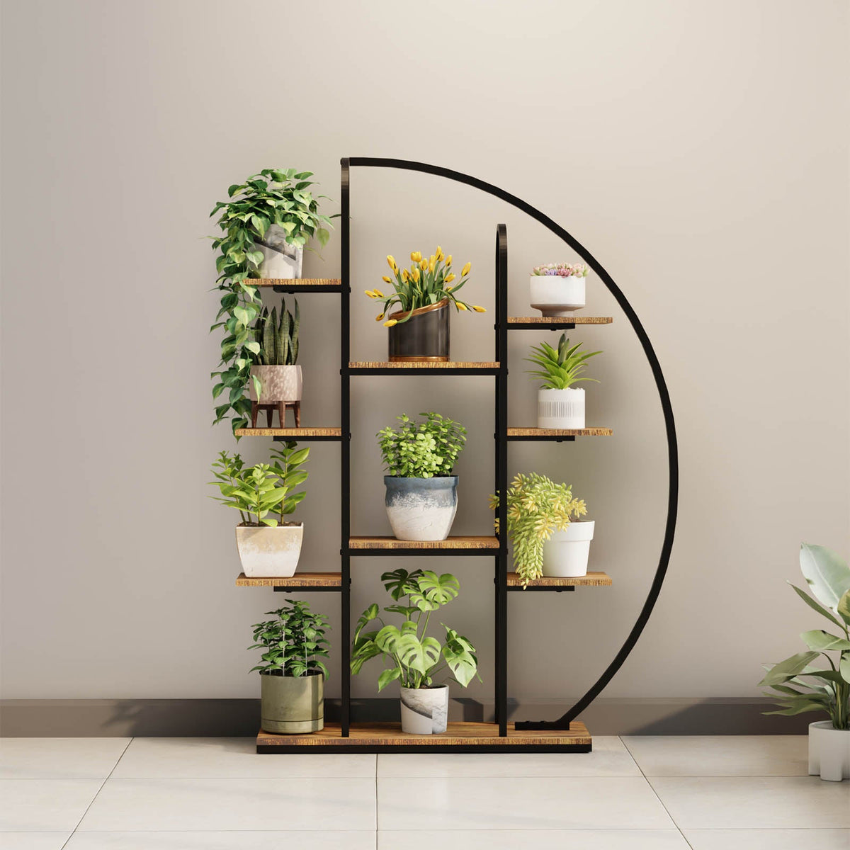 62.2" metal plant stand with grow lights, view 2