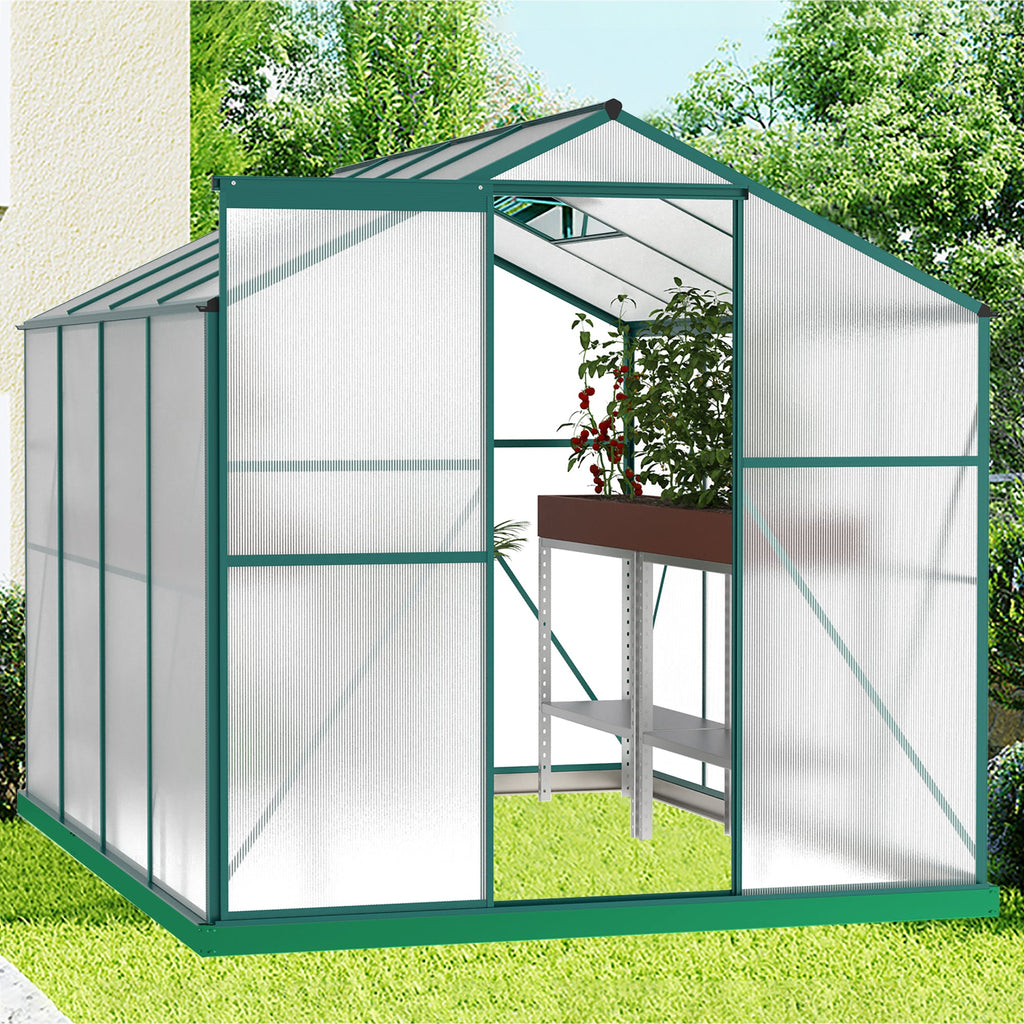 Polycarbonate Greenhouse - 6'x8' Heavy Duty Walk-in Plant Garden Greenhouse, view 9