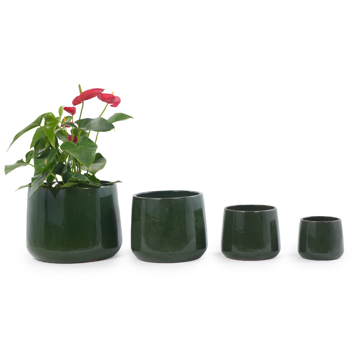 Handmade Solid Glazed Ceramic Planter Set of 4, view 4