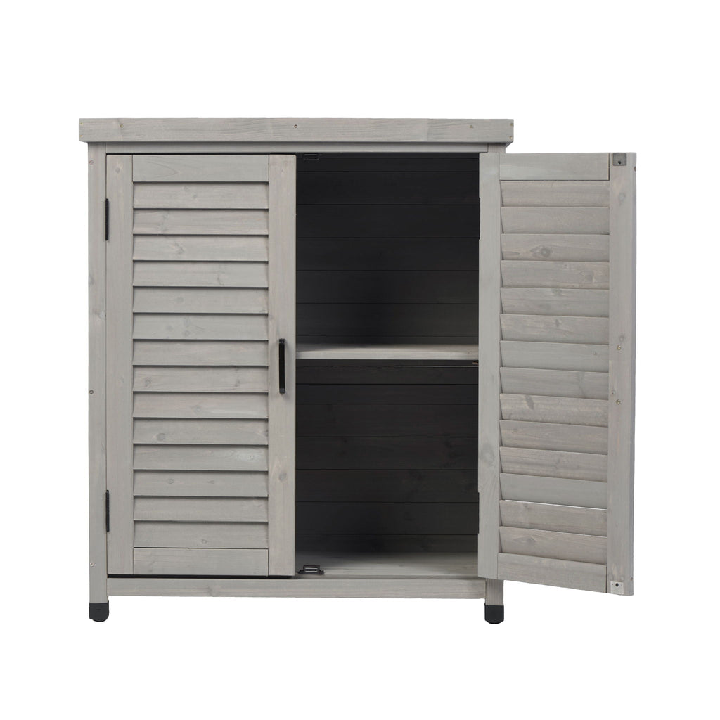 Potting Bench With Storage Cabinet And Metal Table Top For Outdoor