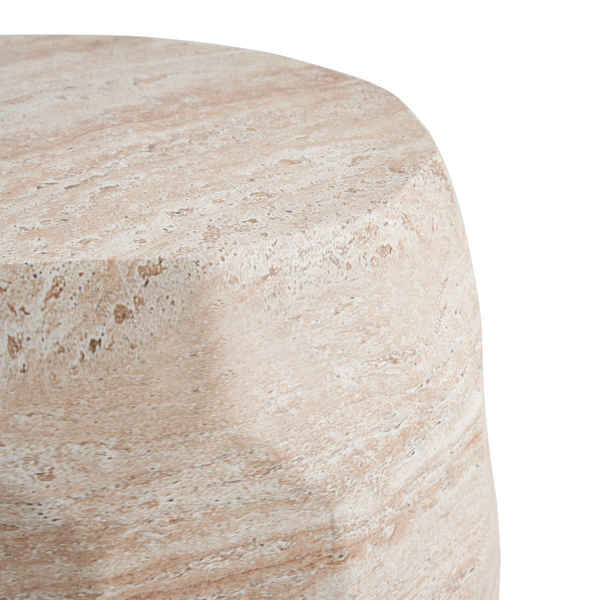 Travertine Lightweight Concrete Side Table For Indoor / Outdoor Use - Beige, view 6
