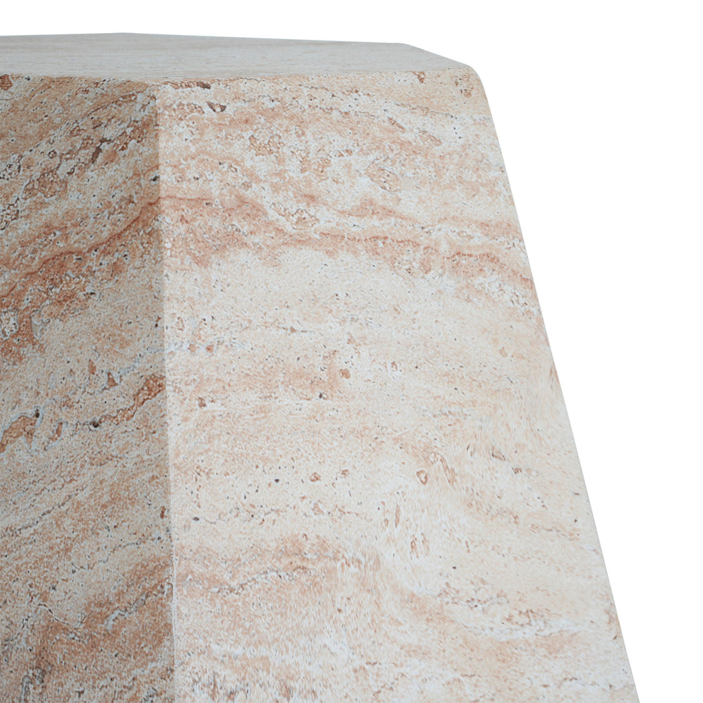 Hexagonal Travertine Concrete Side Table – Indoor/Outdoor, view 9