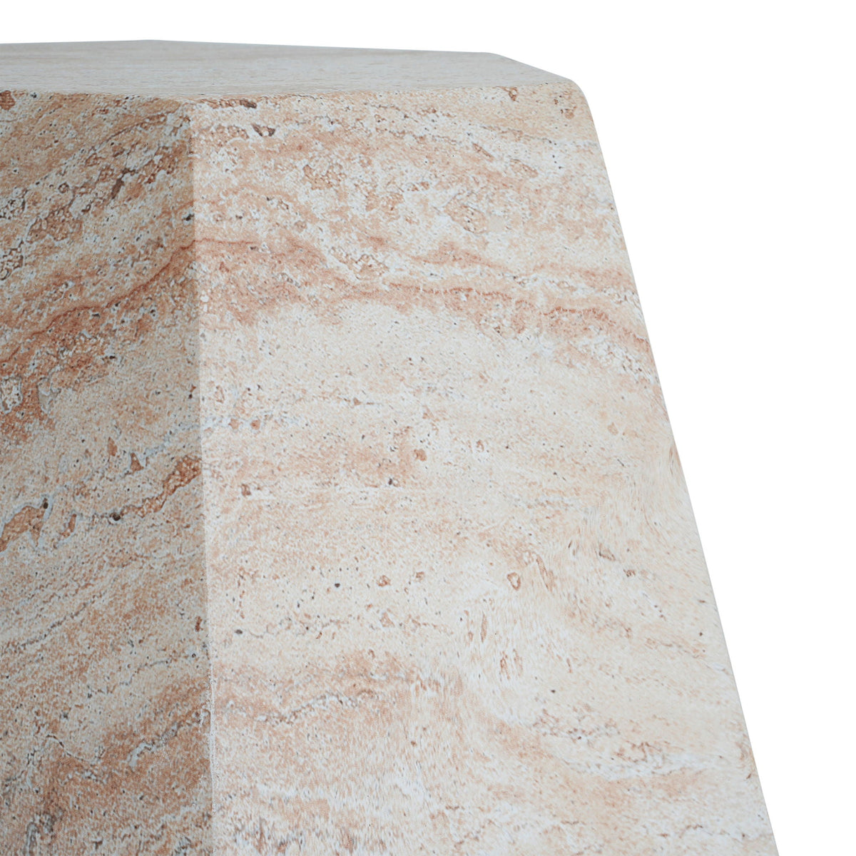 Hexagonal Travertine Concrete Side Table – Indoor/Outdoor, view 9