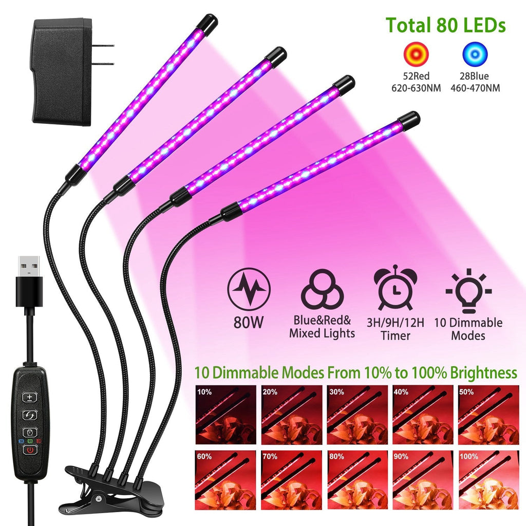 Grow Lights for Indoor Plants, iMounTEK 80W 80 LEDs Plant Lights with Red Blue Full Spectrum 10 Dimmable, view 7