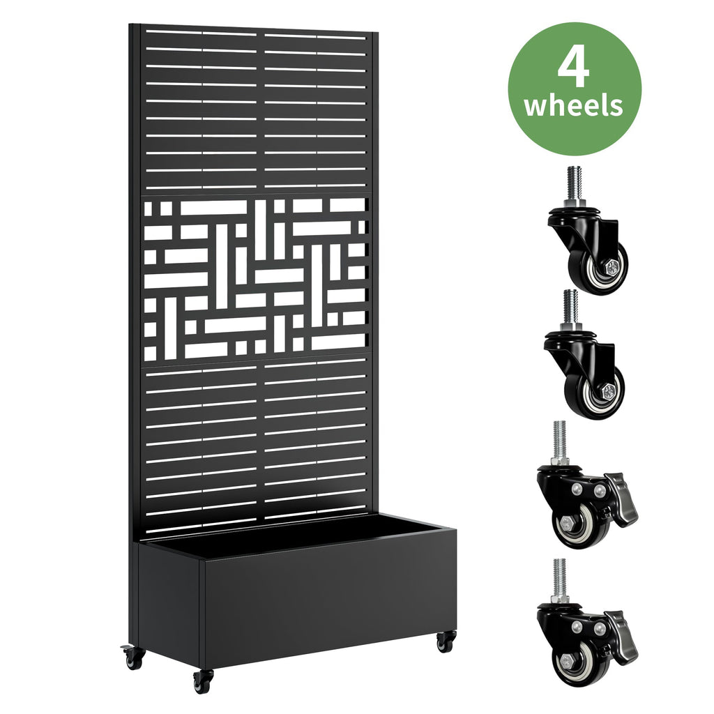 Mobile Metal Planter Box with Trellis & Lockable Wheels – 73" Tall, view 5