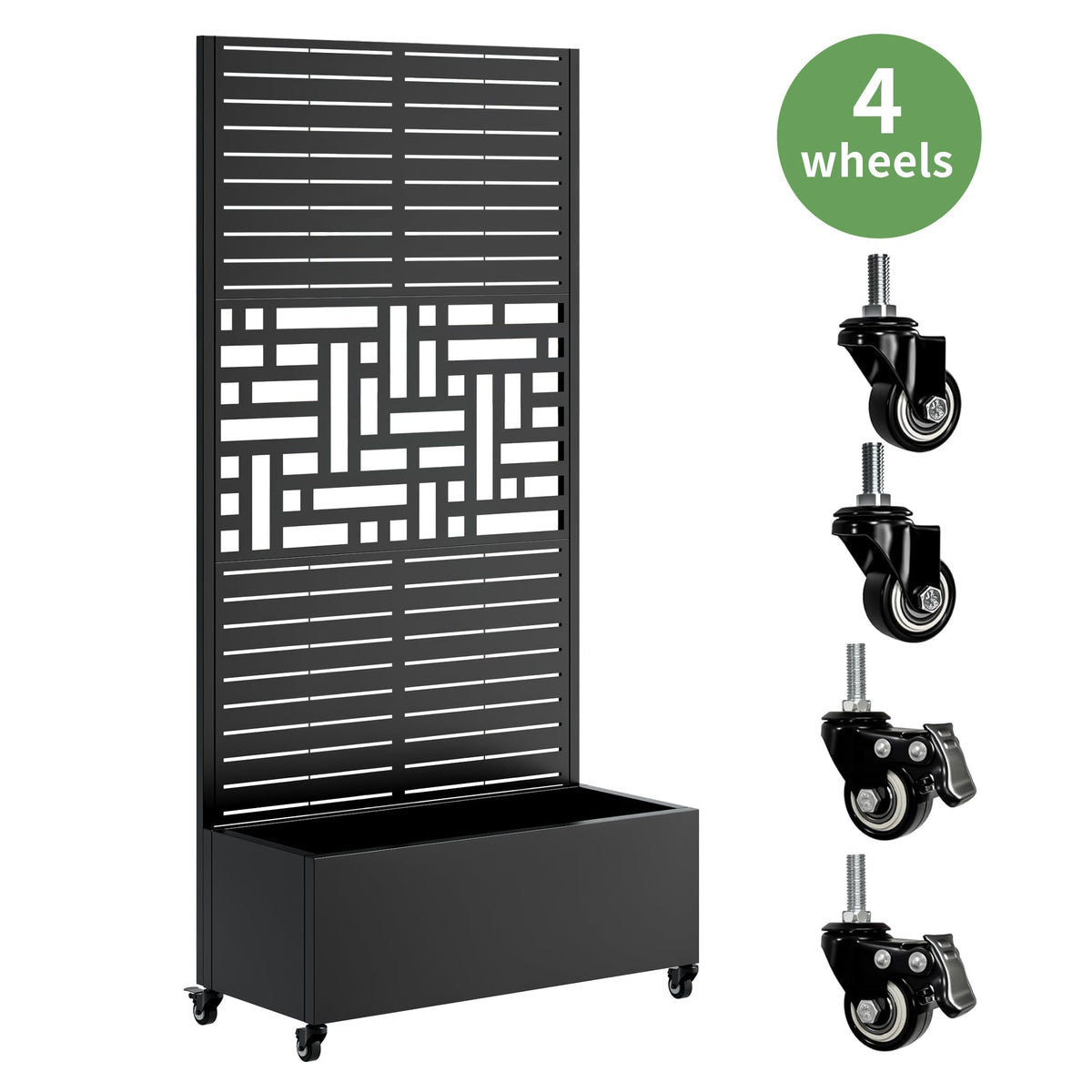 Mobile Metal Planter Box with Trellis & Lockable Wheels – 73" Tall, view 5