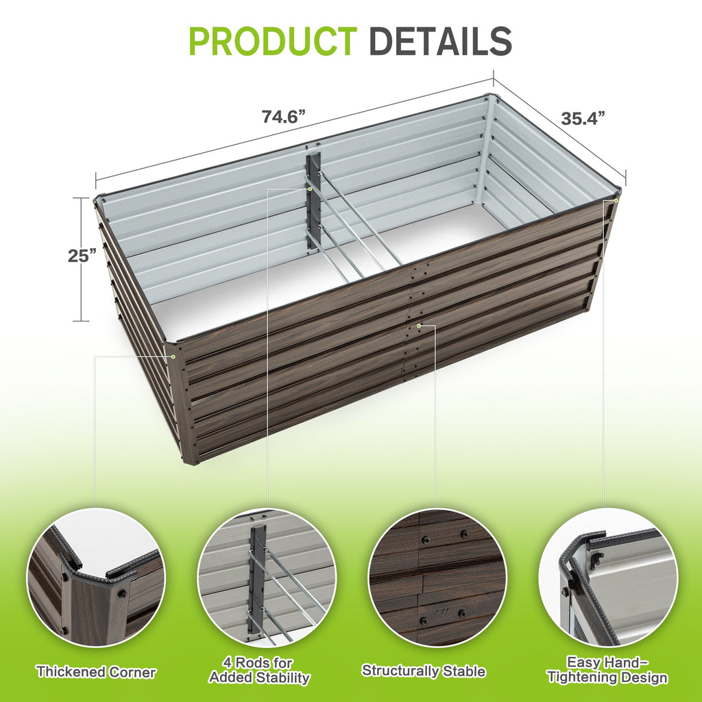 74.6"x35.4"x25" Raised Garden Bed Kit, view 2