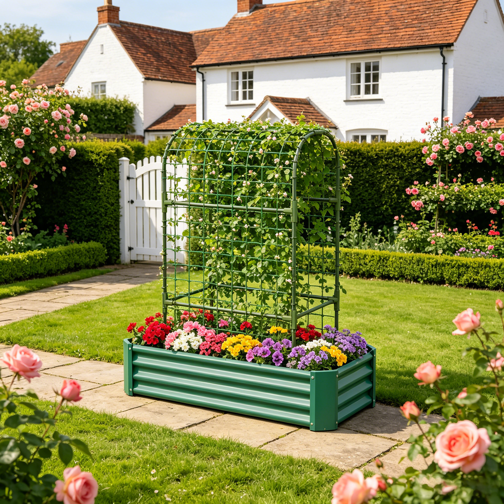2-in-1 Raised Garden Bed with Trellis - 59" Tall Arch Planter, view 2
