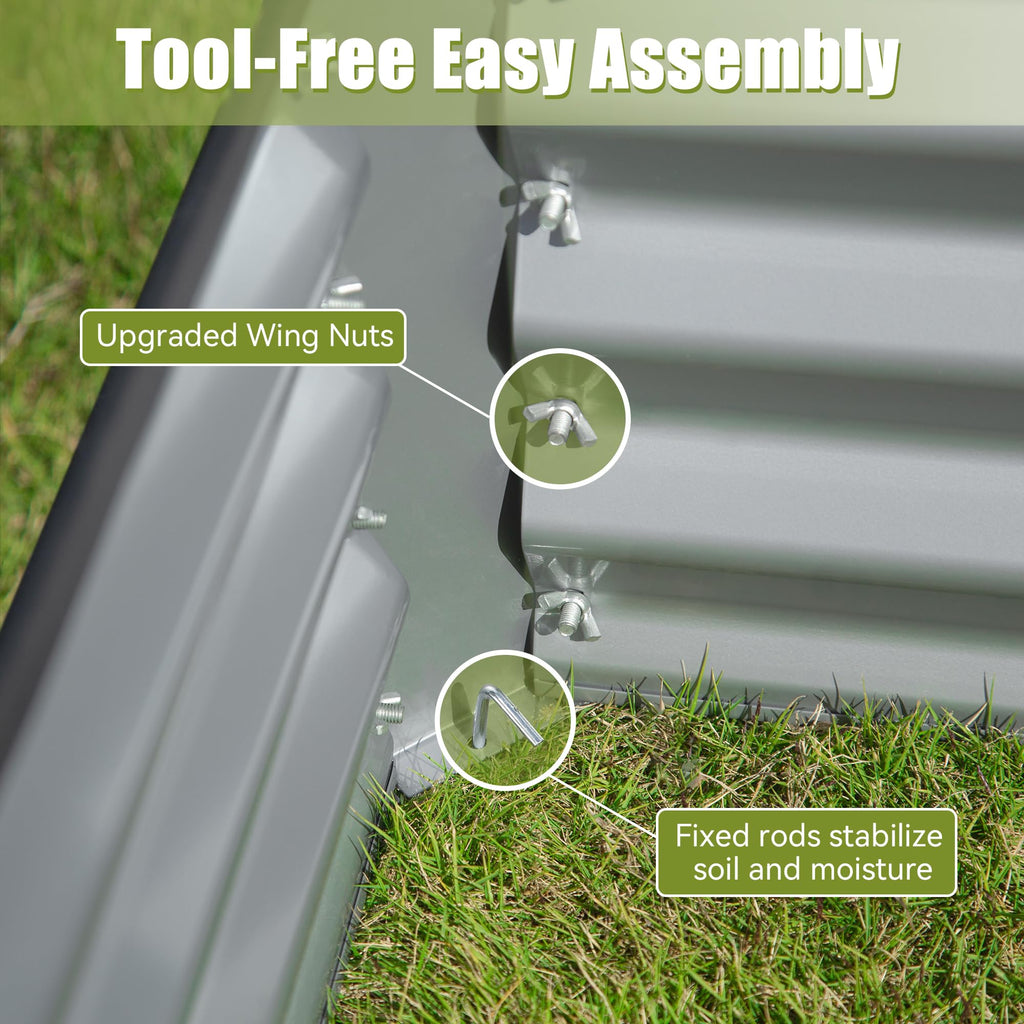 6x3x2ft Galvanized Raised Garden Bed – Silver or Dark Gray, view 6