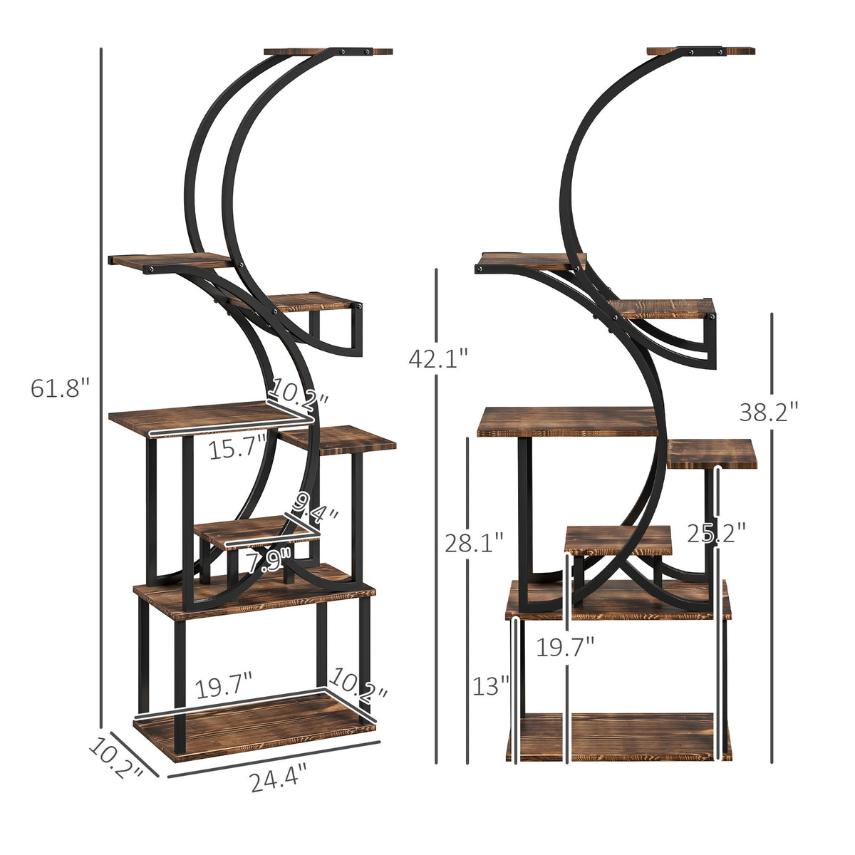 S-shaped 8-tier plant stand, view 3