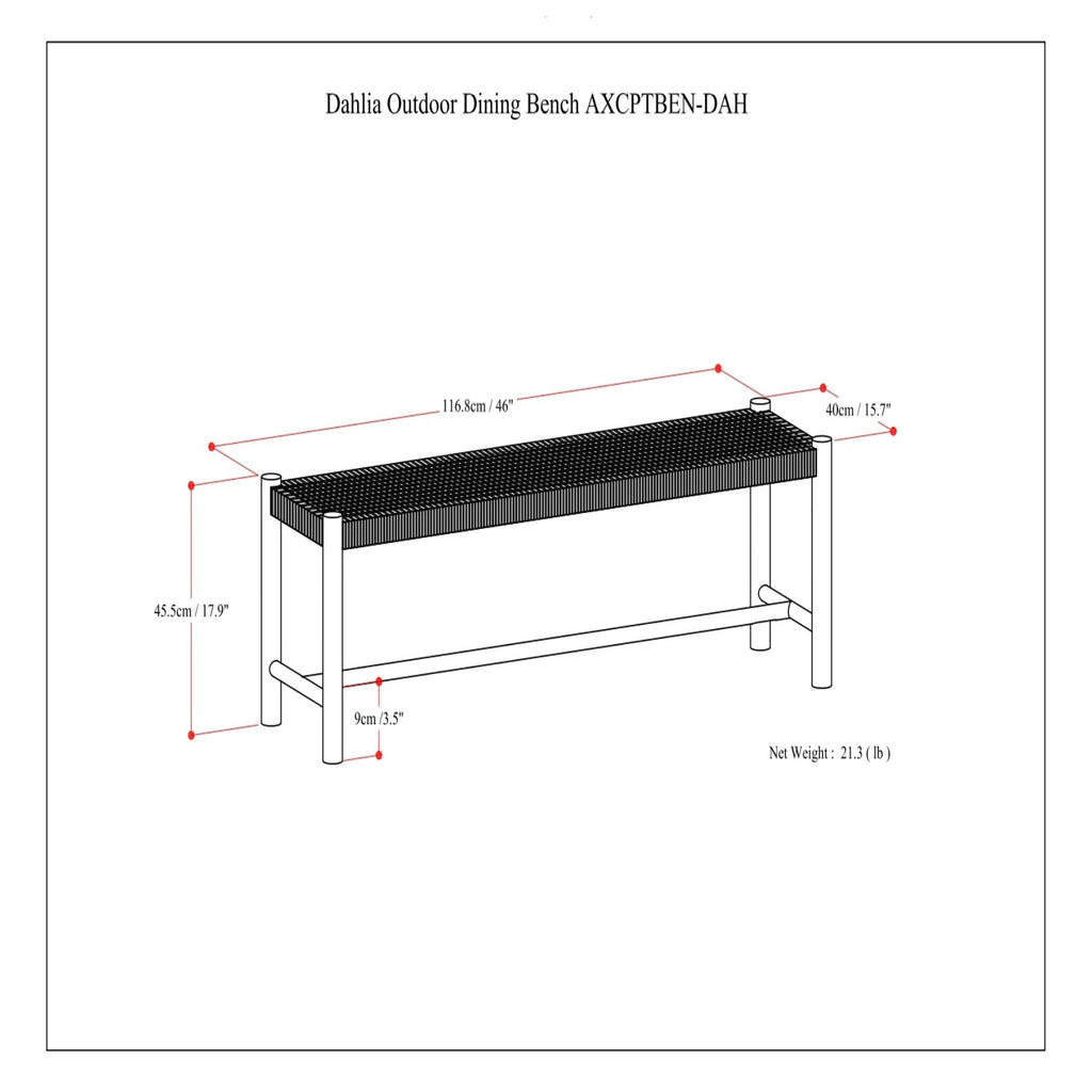 Dahlia - Outdoor Indoor Contemporary Bench, view 7
