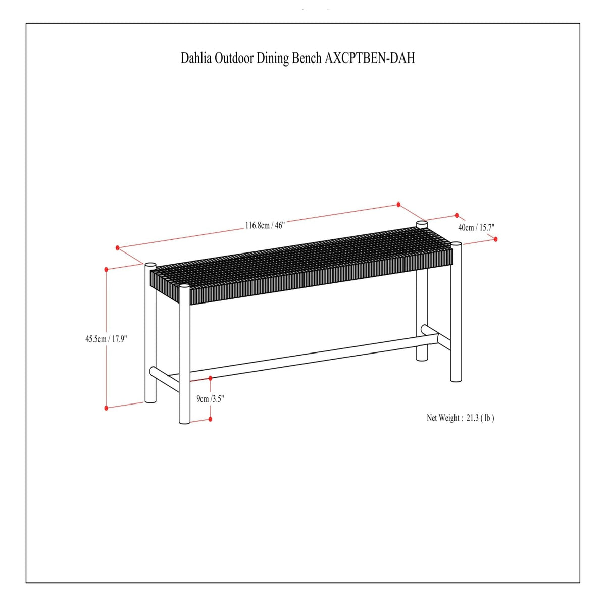Dahlia - Outdoor Indoor Contemporary Bench, view 7