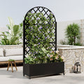 Round Metal Planter Box with Trellis, view 2