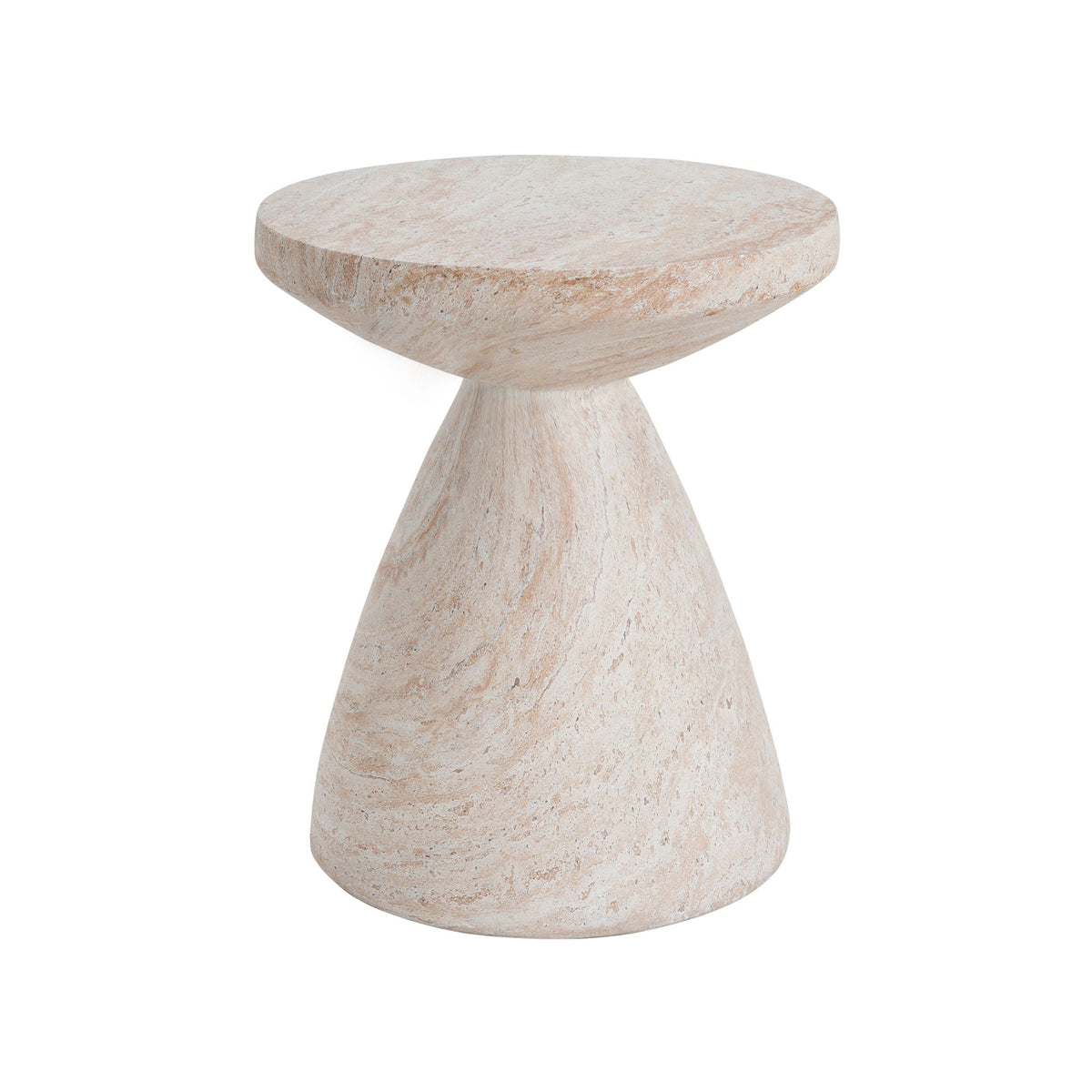 Travertine-Finish Concrete Side Table – Gray or Beige, view 2
