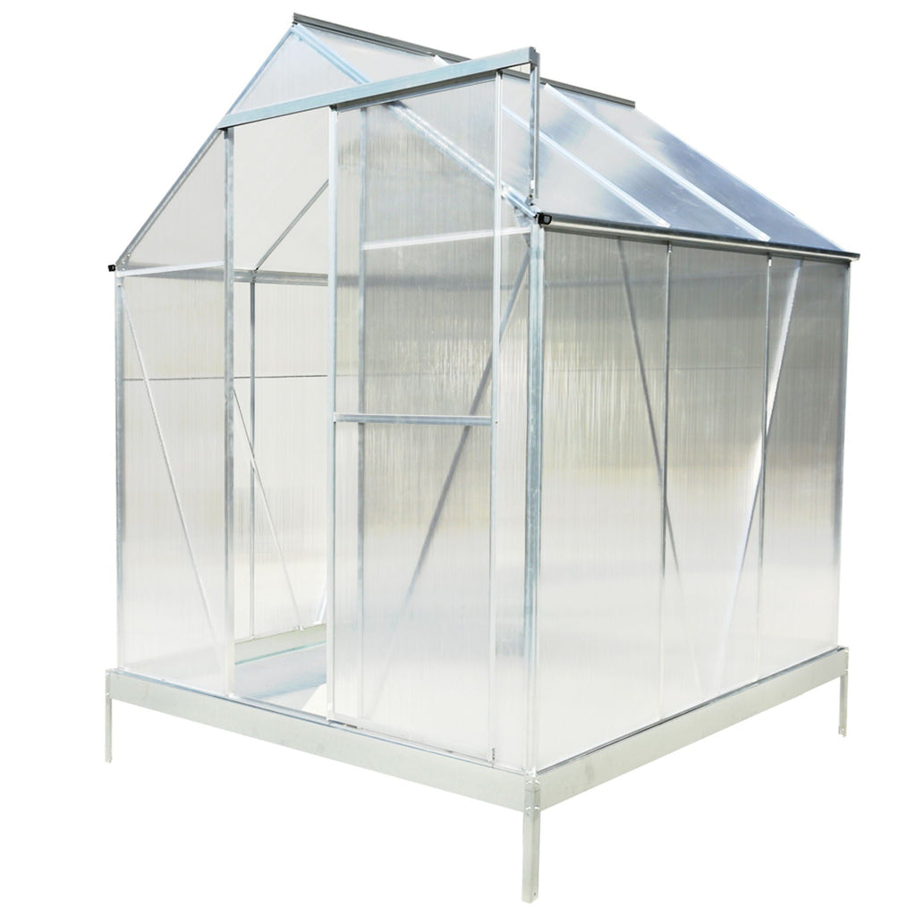 Polycarbonate house, Heavy Duty Outdoor Aluminum Walk-In House Kit With Rain Gutter, Vent And Door For Backyard Garden