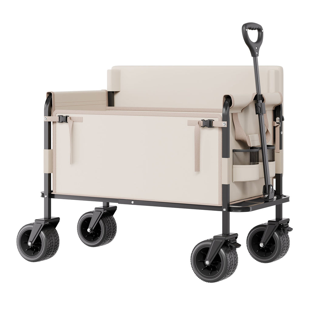 Foldable Steel Garden Wagon Cart with Bench Conversion - Q235 Steel & Oxford, view 3
