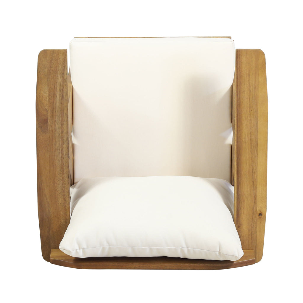 Outdoor Acacia Wood Club Chairs With Cushions (Set of 2) - Teak / Beige, view 8