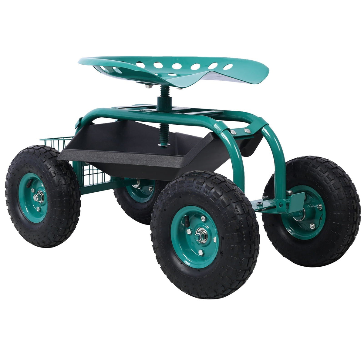 Rolling Garden Scooter Cart with 360° Swivel Seat and Tool Tray - Multiple Colors, view 8