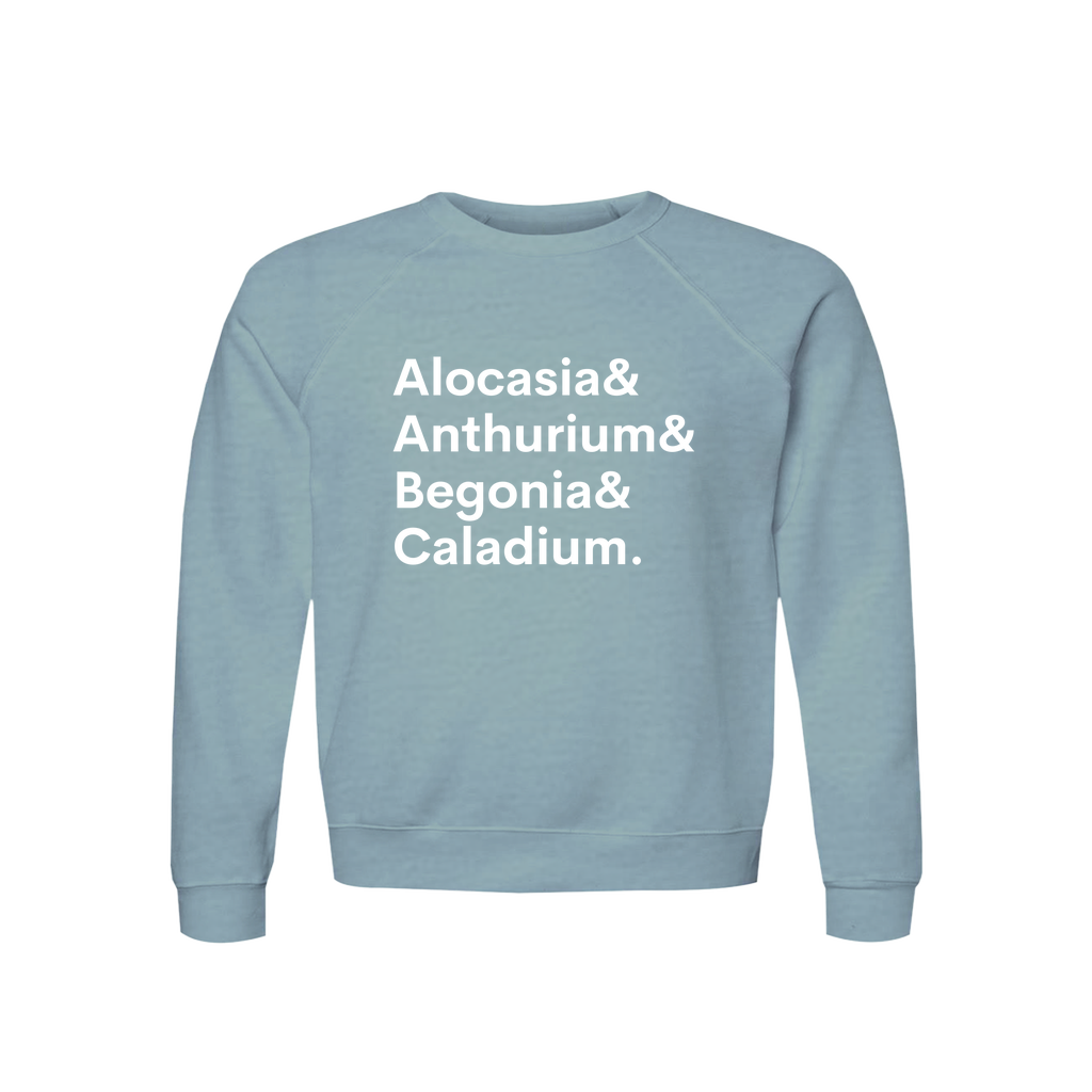 Alocasia, Anthurium, Begonia & Caladium Plant Lover Sweatshirt – Organic Cotton Raglan, view 6
