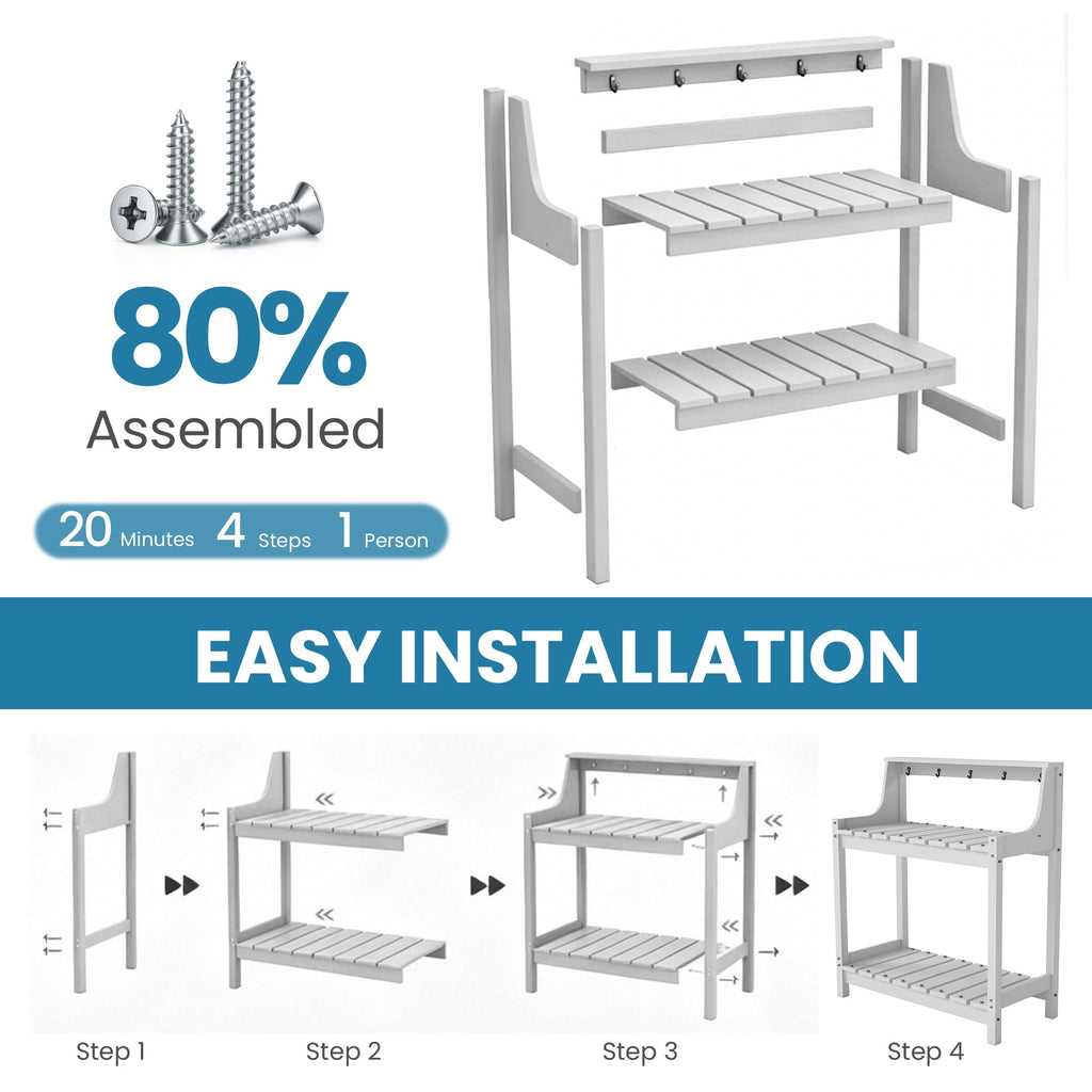 Potting Benches for Outside, HDPE Garden Potting Table with Storage, view 10