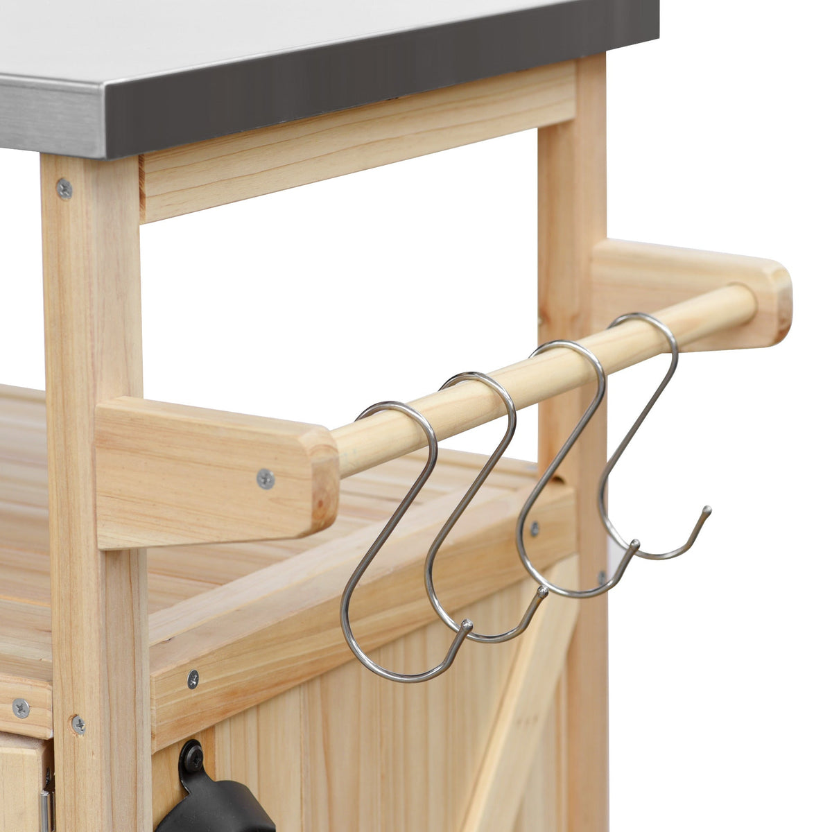 K&K Outdoor Kitchen Island – Natural Fir with Stainless Steel Top