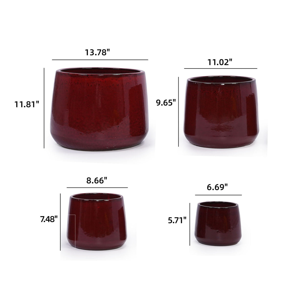 4 Pieces Planter Pot, Indoor Outdoor Flowerpot For Patio, Garden, Or Windowsills - Bean Paste Red, view 10
