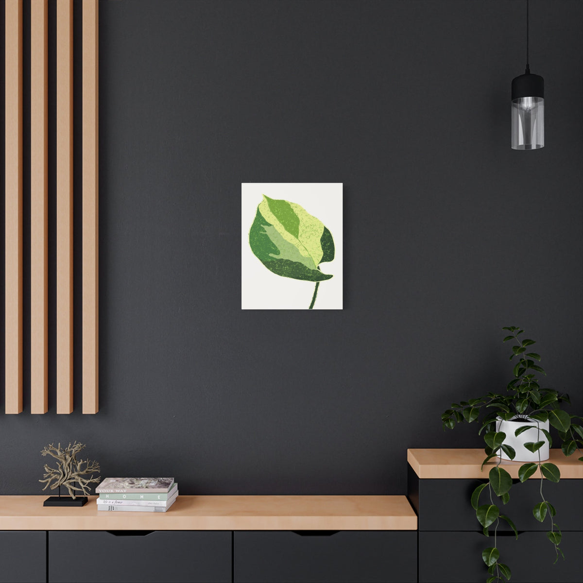 Manjula Pothos Illustrated Canvas Print – Botanical Wall Art