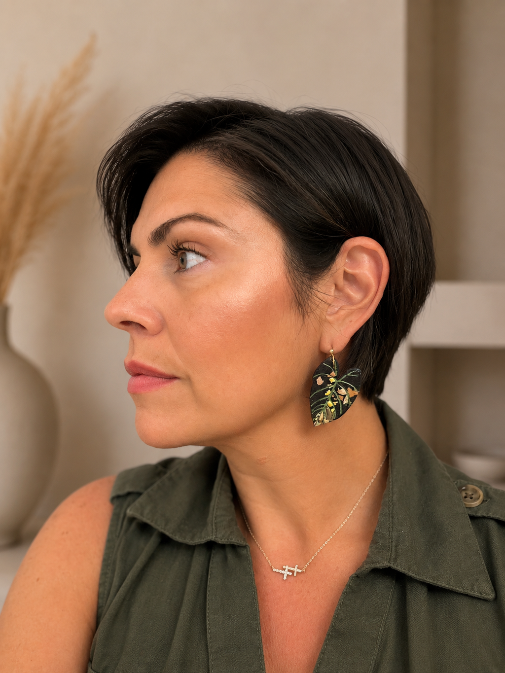 Lava Maharani Alocasia Earrings, view 2