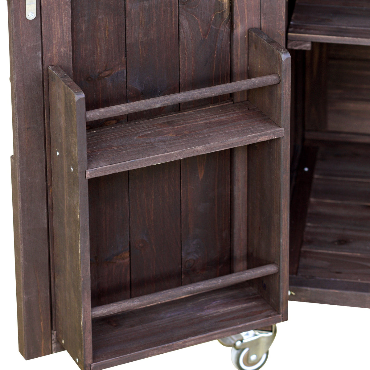 K&K Rolling Bar Cart & Storage Cabinet – FSC-Certified Fir Wood