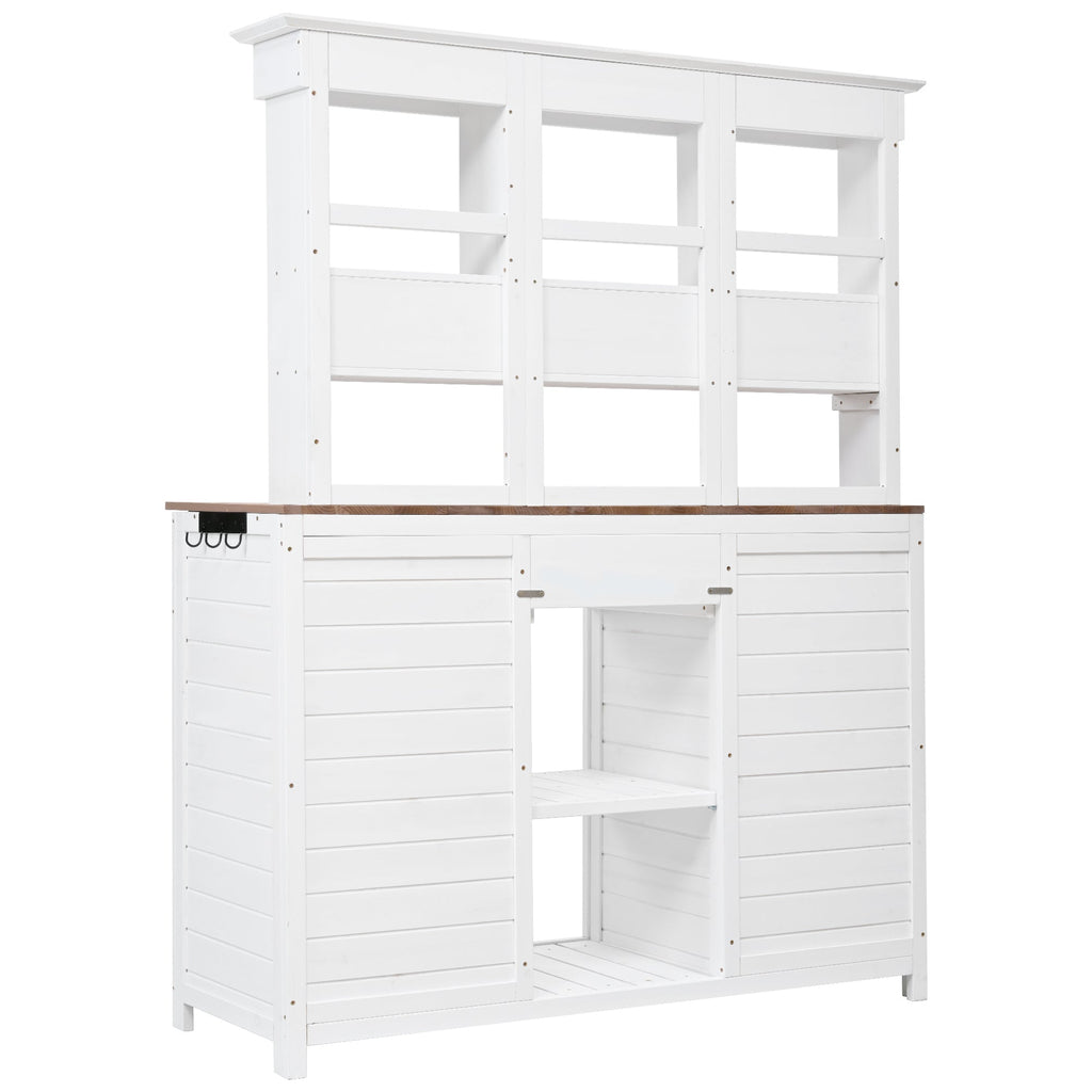 TOPMAX 65.7" Potting Bench with Hutch, 6 Drawers & Cabinets, view 10