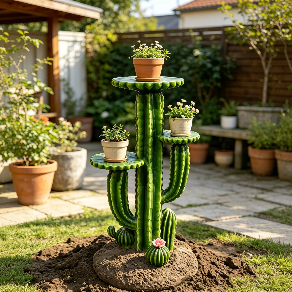 32" resin saguaro cactus plant stand, view 8