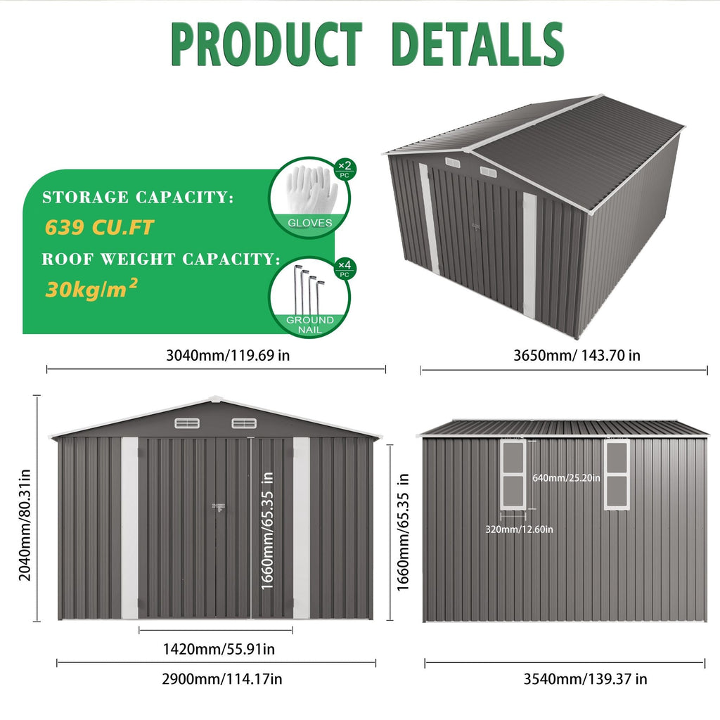 Large Outdoor Storage Shed With Lockable Door, Air Vent, view 6