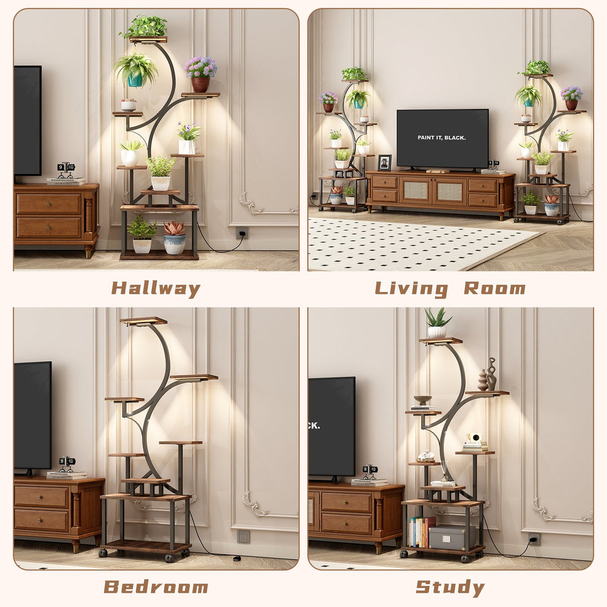62" S-shaped plant stand with grow lights, view 5