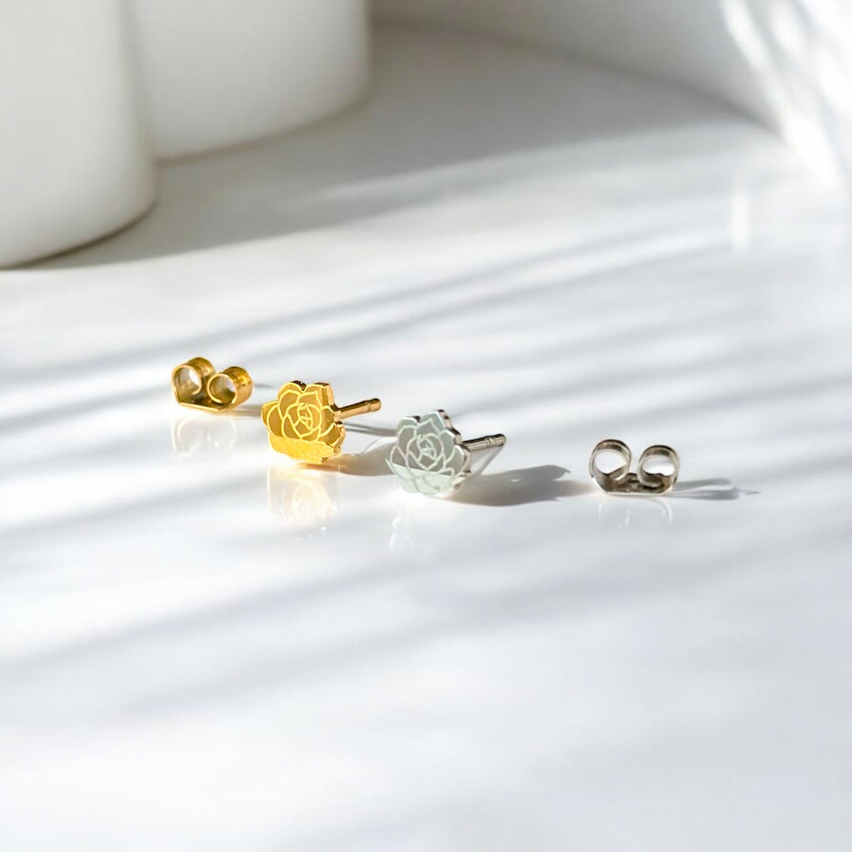 Succulent Terrarium Metal Stud Earrings, view 2