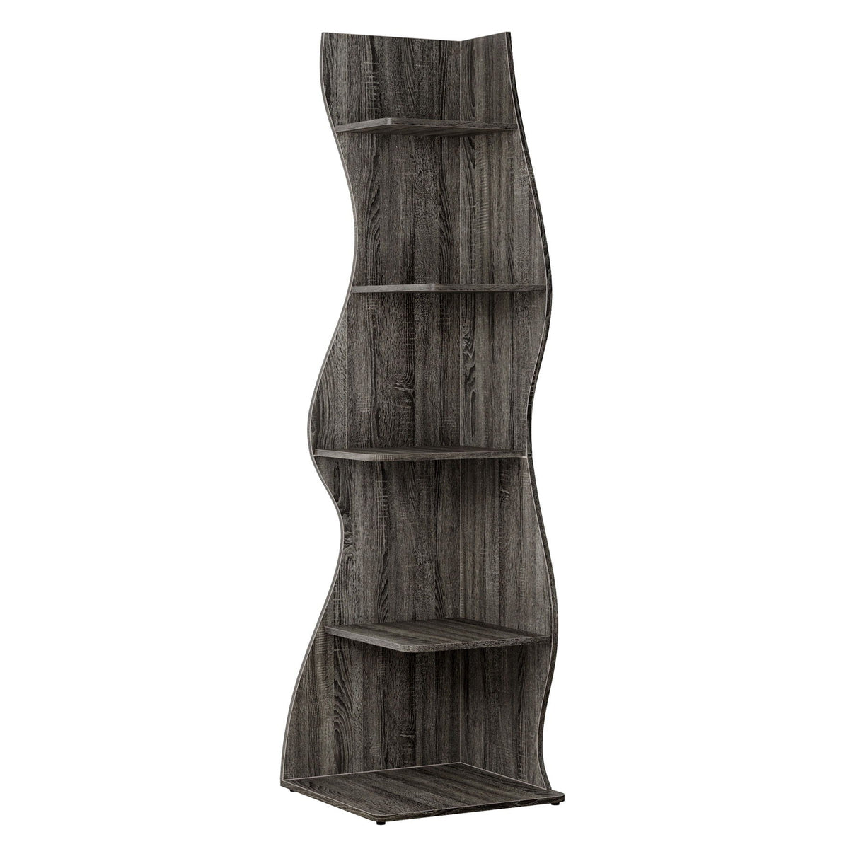 5 Tier Wavy Corner Bookshelf And Plant Stand For Living Room