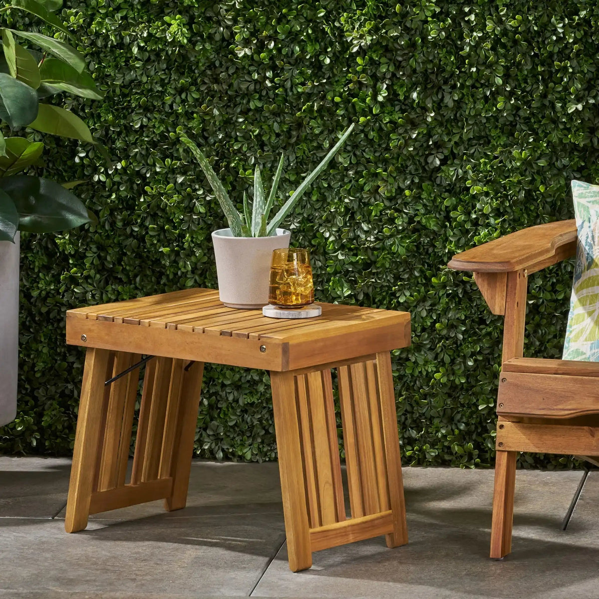 Temptation Outdoor Foldable Side Table With Slat Design, view 7