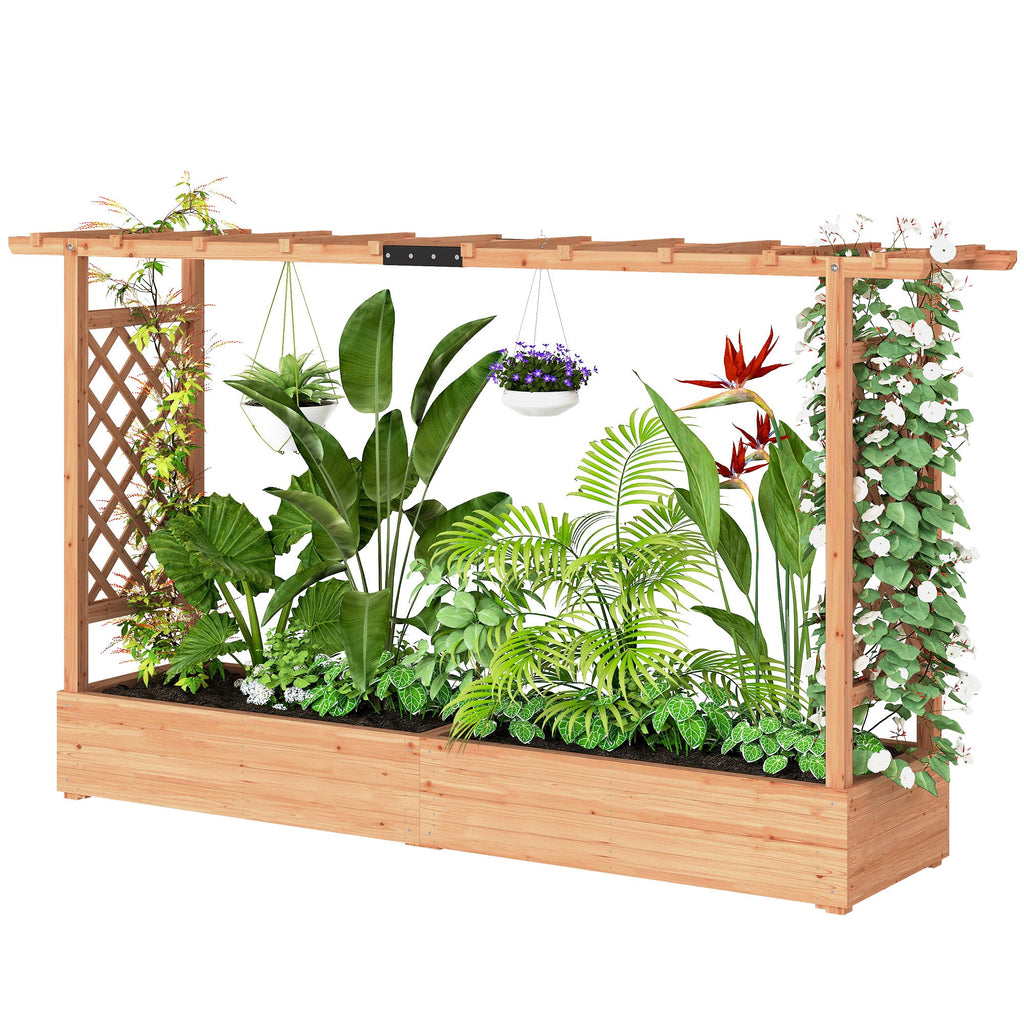 Wood Raised Garden Bed with Trellis - Large Outdoor Planter Box, view 10