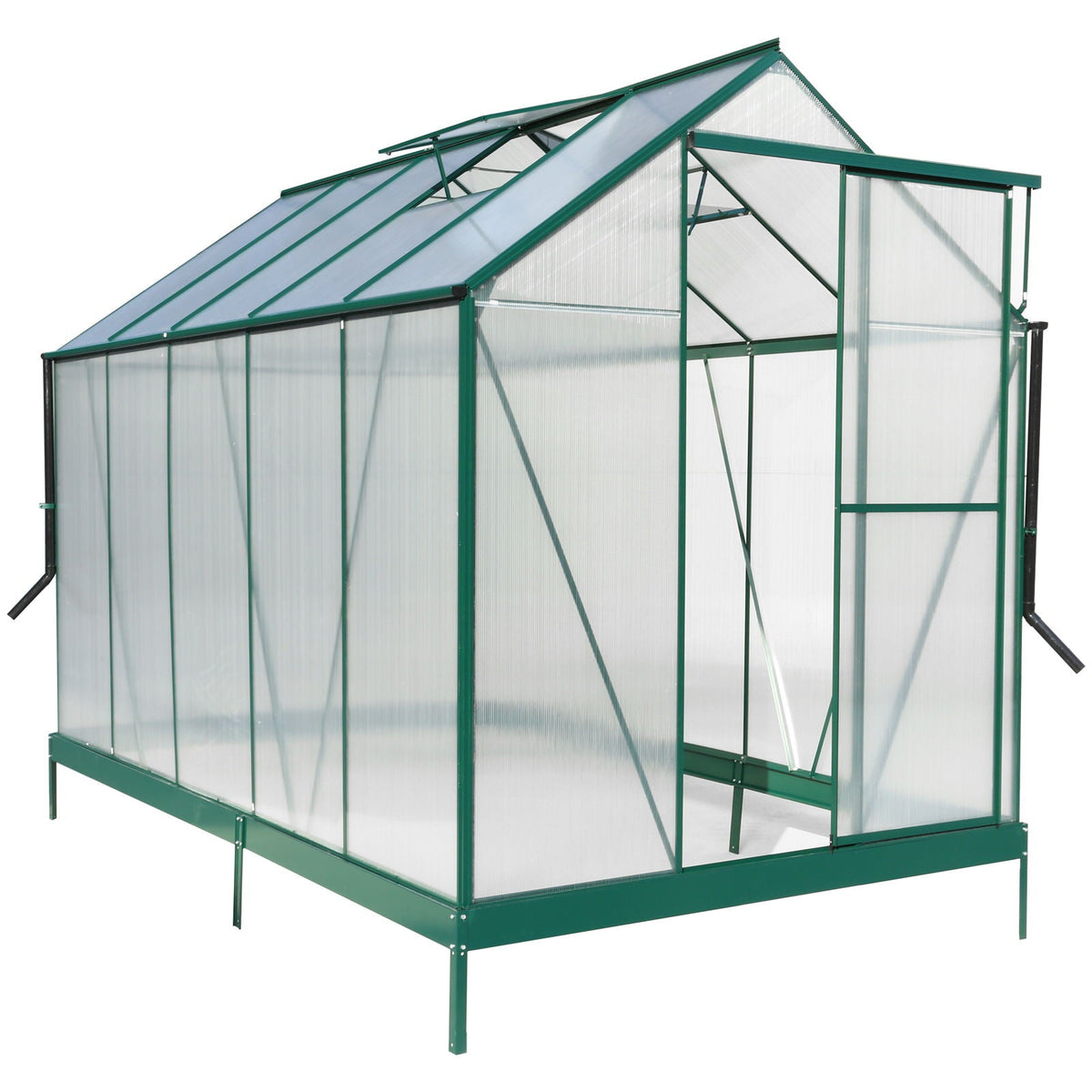 Polycarbonate house, Heavy Duty Outdoor Aluminum Walk-In House Kit With Rain Gutter, Vent And Door For, view 5